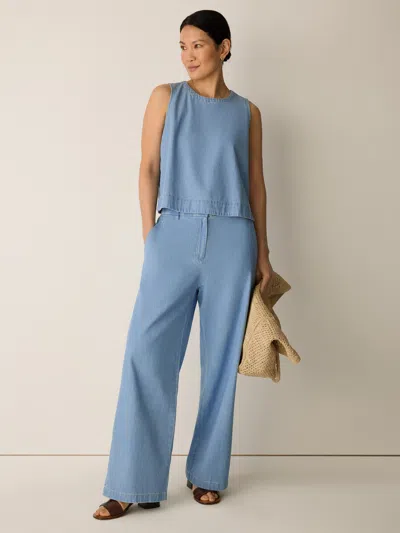 Eileen Fisher Lightweight Organic Cotton Denim Full-length Trouser In Blue