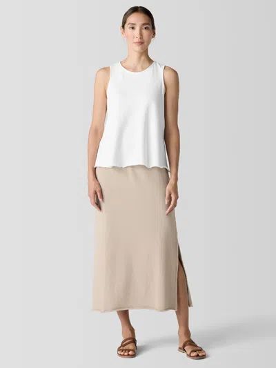 Eileen Fisher Lightweight Organic Cotton French Terry A-line Skirt In Brown