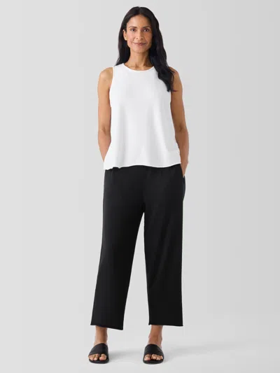 Eileen Fisher Lightweight Organic Cotton French Terry Straight Pant In Black