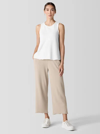 Eileen Fisher Lightweight Organic Cotton French Terry Straight Pant In Brown