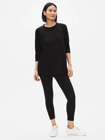 Eileen Fisher Lightweight Organic Cotton Stretch Leggings In Black