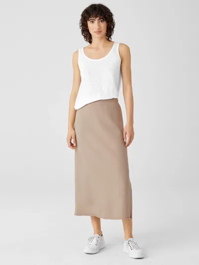 Eileen Fisher Lightweight Organic Cotton Terry A-line Skirt In Brown