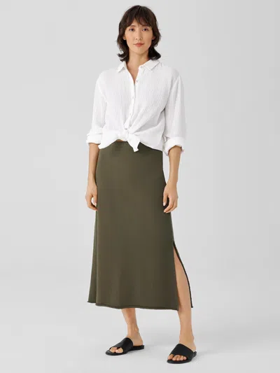 Eileen Fisher Lightweight Organic Cotton Terry A-line Skirt In White