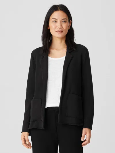 Eileen Fisher Lightweight Organic Cotton Terry Blazer In Black