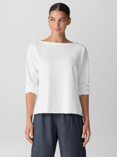 Eileen Fisher Lightweight Organic Cotton Terry Box-top In White