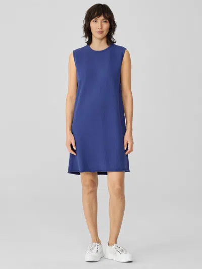 Eileen Fisher Lightweight Organic Cotton Terry Dress In Blue
