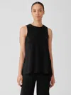 Eileen Fisher Lightweight Organic Cotton Terry Long Tank In Black