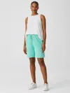 Eileen Fisher Lightweight Organic Cotton Terry Shorts In Green