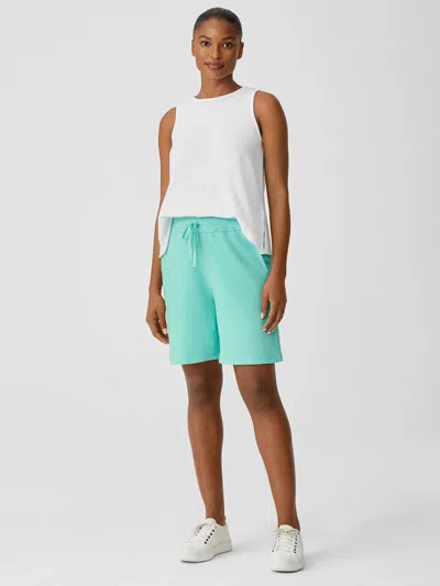 Eileen Fisher Lightweight Organic Cotton Terry Shorts In Green