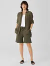 Eileen Fisher Lightweight Organic Cotton Terry Shorts In Green