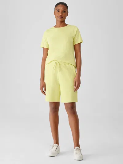 Eileen Fisher Lightweight Organic Cotton Terry Shorts In Yellow