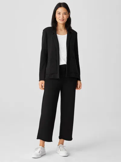 Eileen Fisher Lightweight Organic Cotton Terry Straight Pant In Black