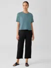 Eileen Fisher Lightweight Organic Cotton Terry Straight Pant In Black