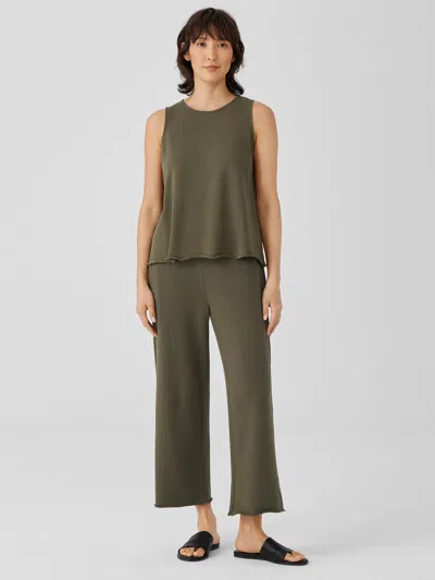 Eileen Fisher Lightweight Organic Cotton Terry Straight Pant In Green