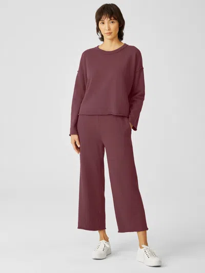 Eileen Fisher Lightweight Organic Cotton Terry Straight Pant In Purple