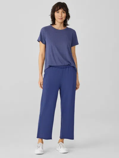 Eileen Fisher Lightweight Organic Cotton Terry Straight Pant In Blue
