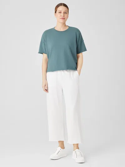 Eileen Fisher Lightweight Organic Cotton Terry Straight Pant In White