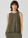 Eileen Fisher Lightweight Organic Cotton Terry Tank In Green
