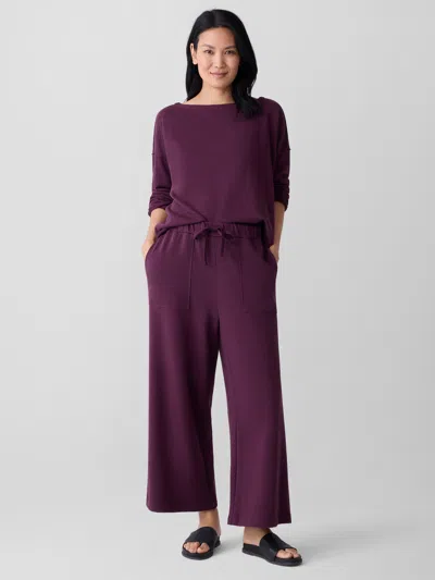 Eileen Fisher Lightweight Organic Cotton Terry Wide-leg Pant In Purple
