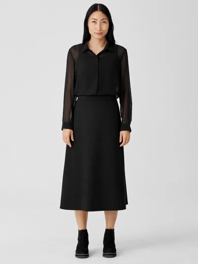 Eileen Fisher Lightweight Ponte Flared Skirt In Black