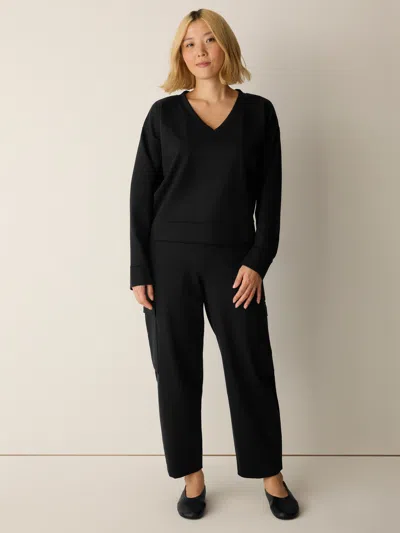 Eileen Fisher Lightweight Ponte Lantern Cargo Pant In Black