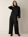 Eileen Fisher Lightweight Ponte Pleated Wide-leg Pant In Black