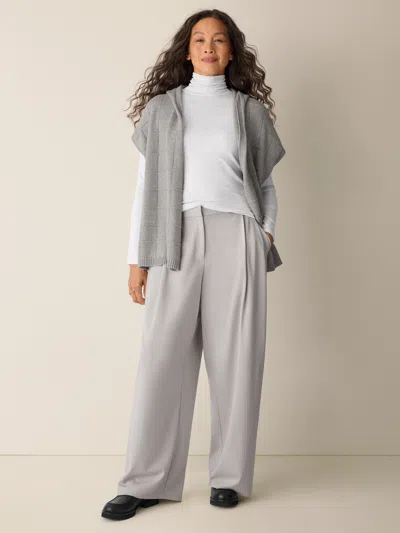 Eileen Fisher Lightweight Ponte Pleated Wide-leg Pant In Gray