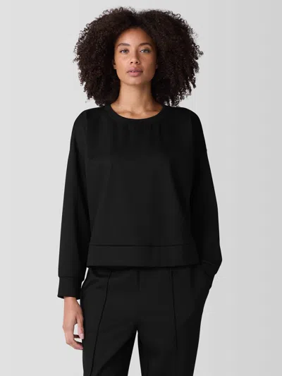 Eileen Fisher Lightweight Ponte Round Neck Top In Gold