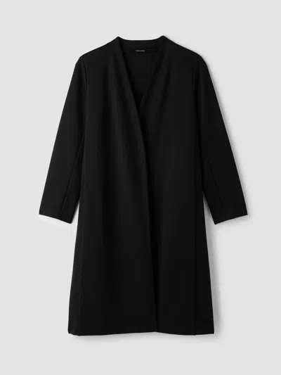 Eileen Fisher Lightweight Ponte V-neck Jacket In Black