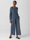 Eileen Fisher Lightweight Ponte Wide-leg Pant In Blue
