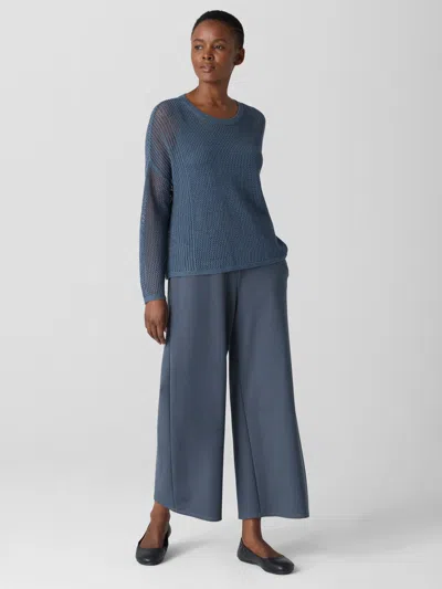 Eileen Fisher Lightweight Ponte Wide-leg Pant In Blue