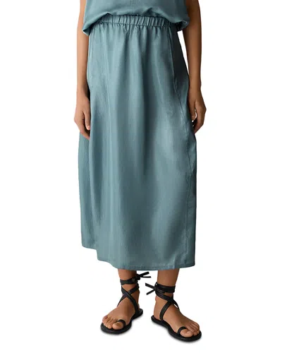 Eileen Fisher Lightweight Satin Shimmer Lantern Skirt In Blue