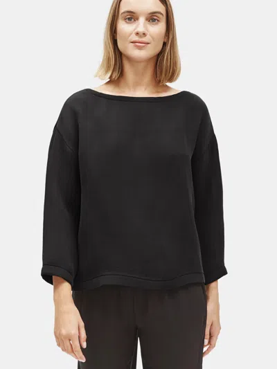 Eileen Fisher Lightweight Silk Sponge Box-top In Black