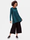 Eileen Fisher Lightweight Viscose Jersey A-line Top In Blue