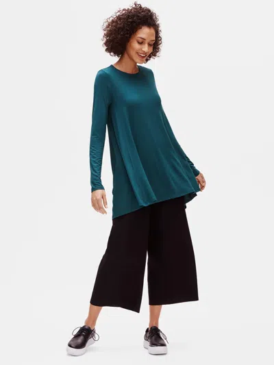 Eileen Fisher Lightweight Viscose Jersey A-line Top In Blue