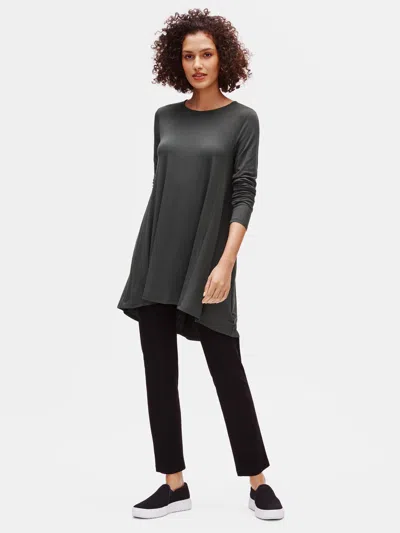 Eileen Fisher Lightweight Viscose Jersey A-line Top In Black