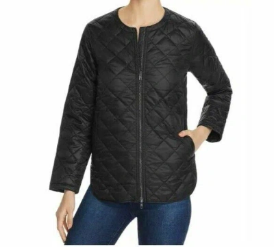 Pre-owned Eileen Fisher Lightweight Washable Diamond Quilted Puffer Jacket Black M