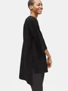 Eileen Fisher Lightweight Washable Stretch Crepe Asymmetrical Tunic In Black