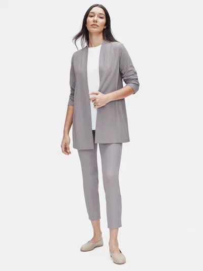 Eileen Fisher Lightweight Washable Stretch Crepe Long Jacket In Gray