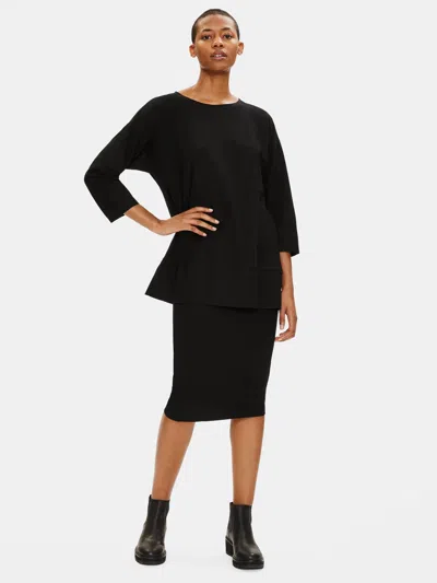 Eileen Fisher Lightweight Washable Stretch Crepe Tunic In Black