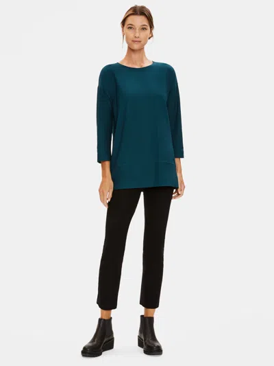Eileen Fisher Lightweight Washable Stretch Crepe Tunic In Blue