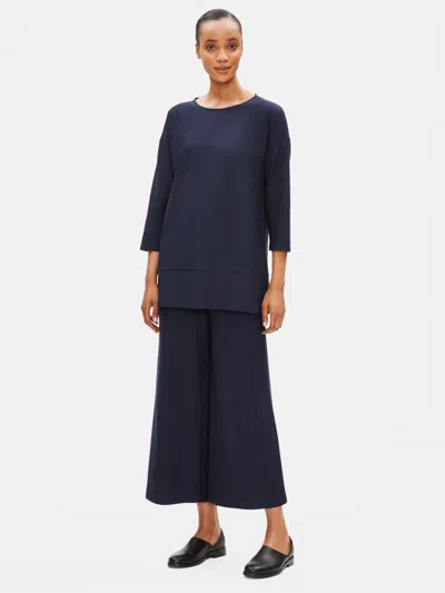 Eileen Fisher Lightweight Washable Stretch Crepe Tunic In Blue