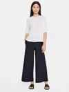 Eileen Fisher Lightweight Washable Stretch Crepe Wide-leg Ankle Pant In Black