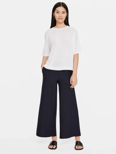 Eileen Fisher Lightweight Washable Stretch Crepe Wide-leg Ankle Pant In Black