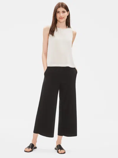 Eileen Fisher Lightweight Washable Stretch Crepe Wide-leg Ankle Pant In Black