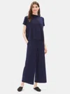 Eileen Fisher Lightweight Washable Stretch Crepe Wide-leg Ankle Pant In Blue