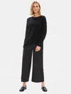 Eileen Fisher Lightweight Washable Stretch Crepe Wide-leg Ankle Pant In Gray
