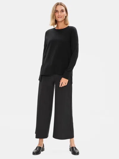 Eileen Fisher Lightweight Washable Stretch Crepe Wide-leg Ankle Pant In Gray