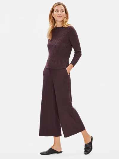 Eileen Fisher Lightweight Washable Stretch Crepe Wide-leg Ankle Pant In Burgundy
