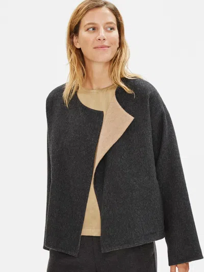 Eileen Fisher Limited Edition Baby Alpaca Doubleface Short Coat In Green